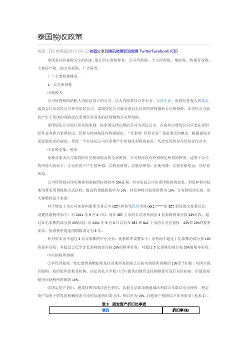 泰国税务