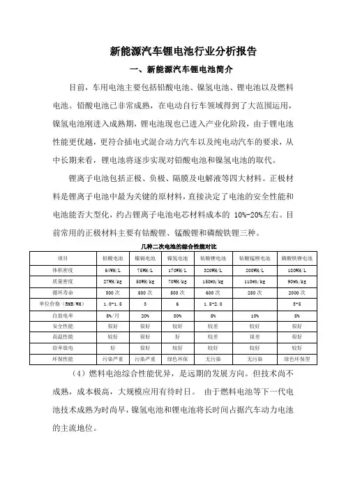 新能源汽车锂电池行业分析