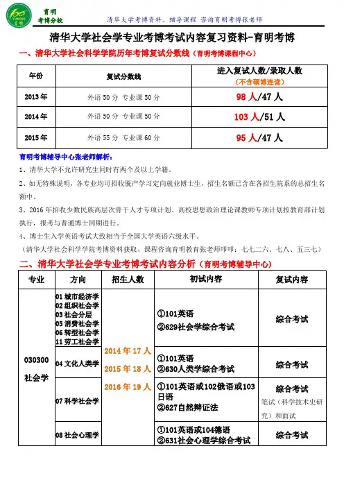 清华大学社会学专业考博真题参考书老师笔记-育明考博
