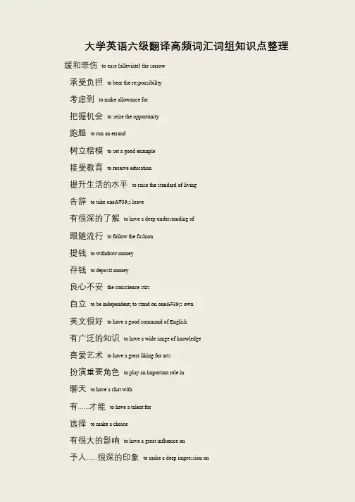 大学英语六级翻译高频词汇词组知识点整理