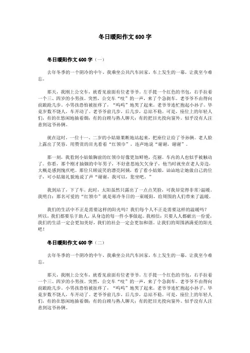 冬日暖阳作文600字