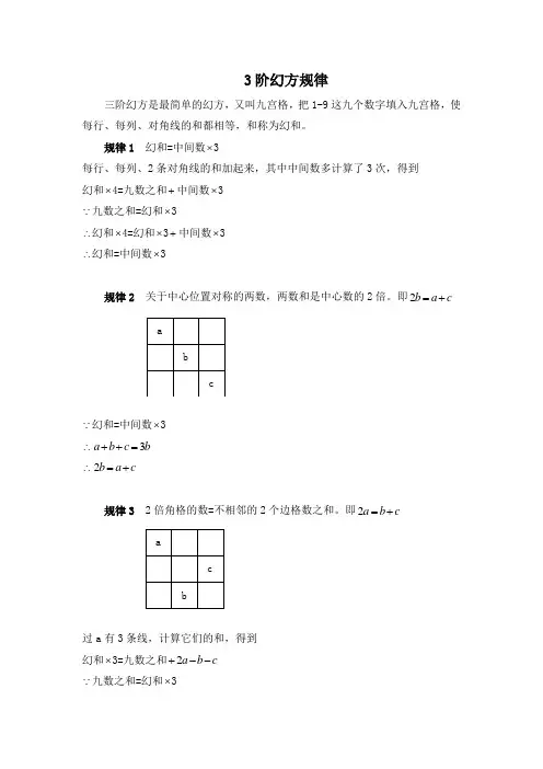 3阶幻方规律