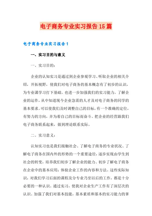 电子商务专业实习报告15篇