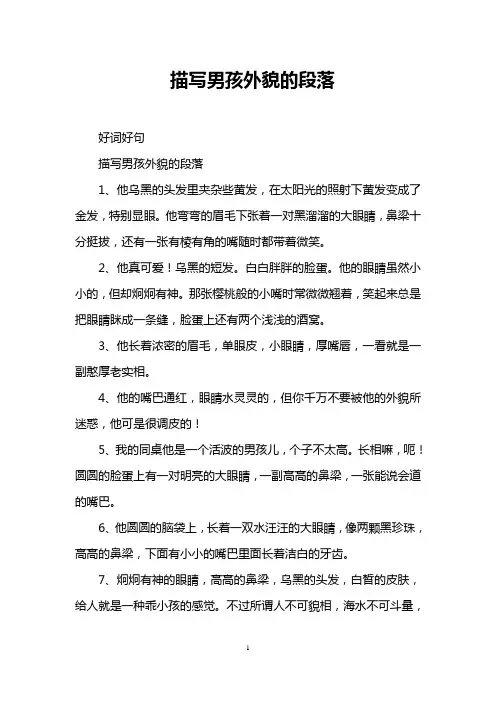 描写男孩外貌的段落