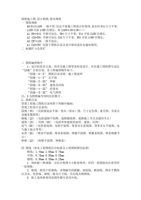 园林施工图,设计制图,基本规则