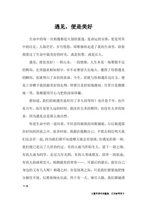 遇见,便是美好_高中作文