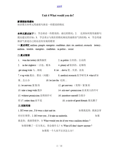九年级英语Unit4 What would you do教案 人教新目标版