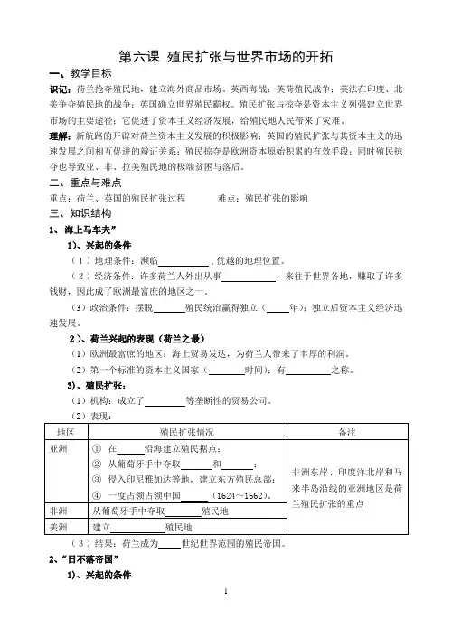 殖民扩张与世界市场的拓展[学案]