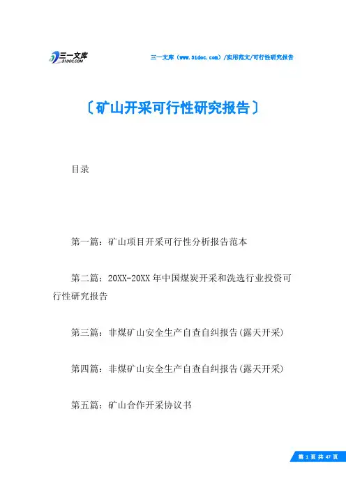 (√)矿山开采可行性研究报告