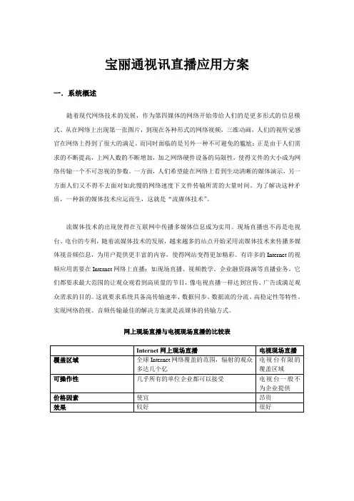 视讯直播应用方案范文