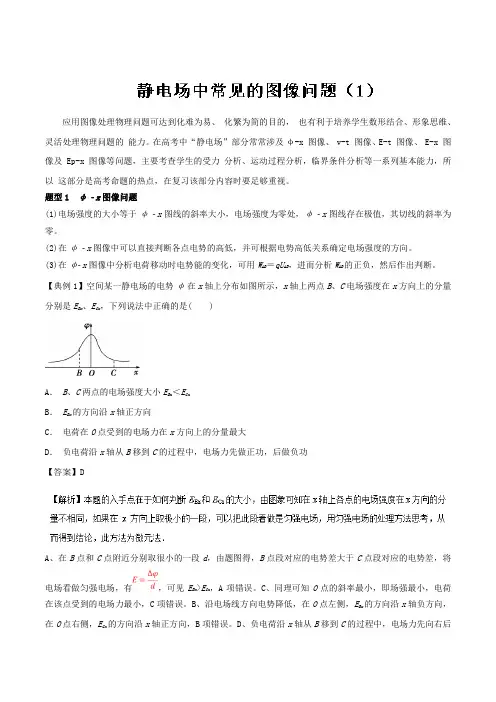 专题1.5 静电场中常见的图像问题(1)-2019届高考物理一轮复习之热点题型 Word版含解析