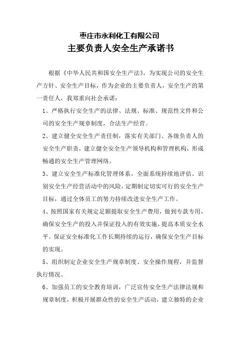 公司负责人安全承诺书