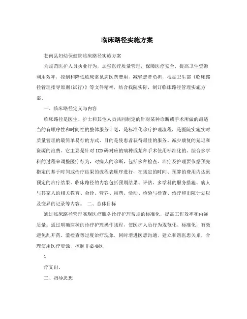 临床路径实施方案
