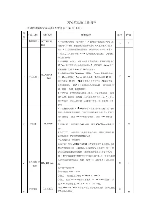 实验室设备设备清单
