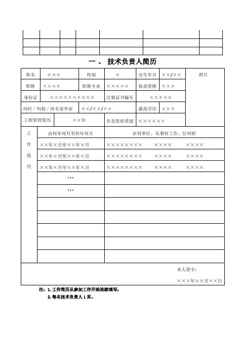 技术负责人简历