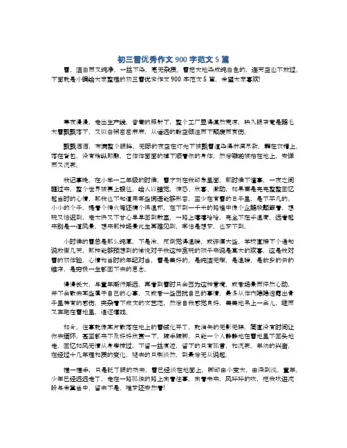初三雪优秀作文900字范文5篇