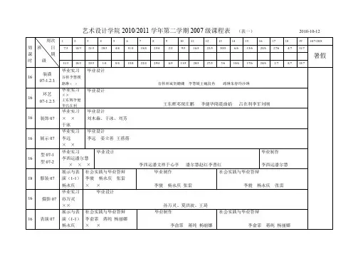 艺术设计学院学第二学期级课程表