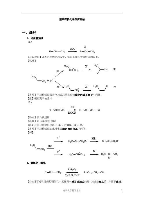 基础有机化学反应总结 2
