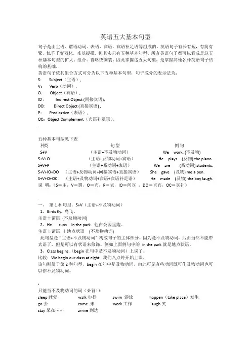 英语五大基本句型