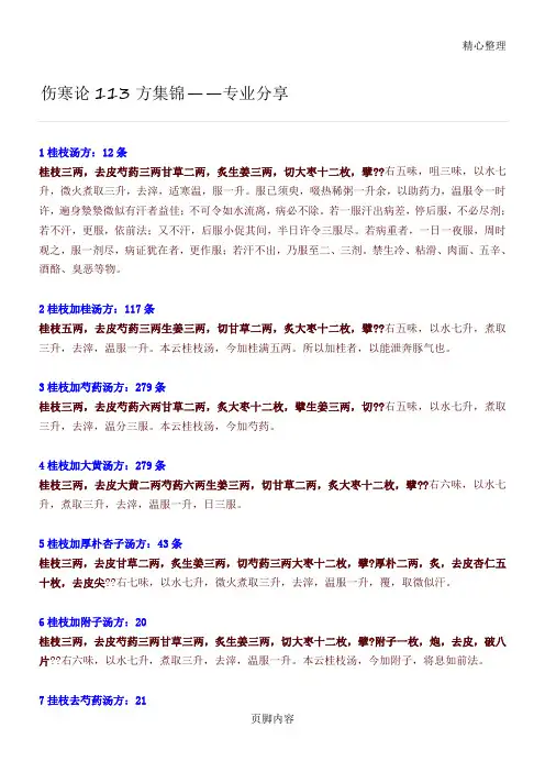 伤寒论113方金匮要略143方
