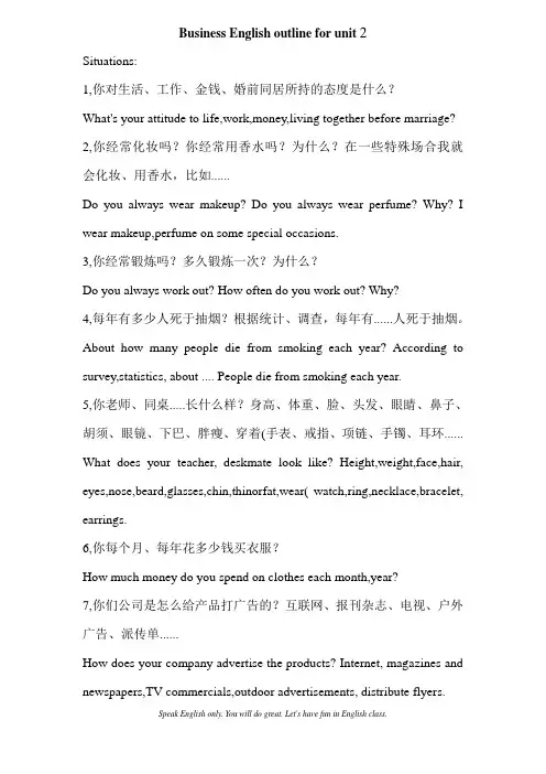 商务英语口语翻译试题。