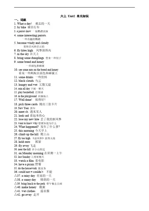 【新】译林版六年级上册英语 第二单元 Unit2 重点知识点归纳总结