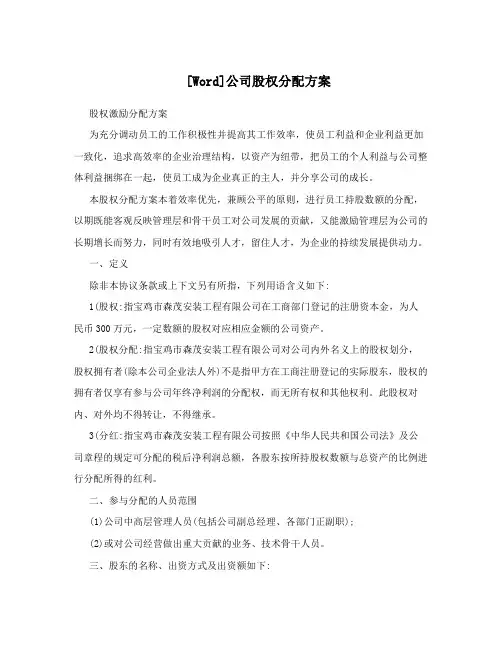 公司股权分配方案pQIOjcCP