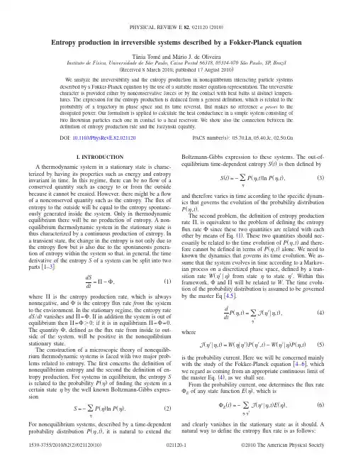 Entropy production in irreversible systems described by a fokker-planck equation - PhysRevE