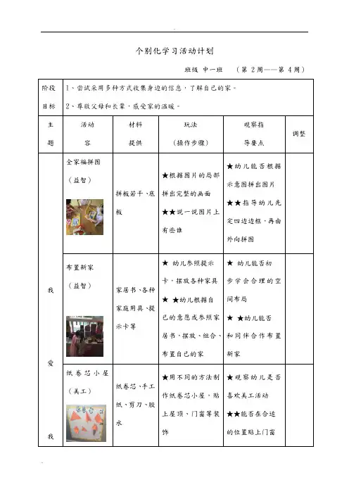 个别化学习活动计划