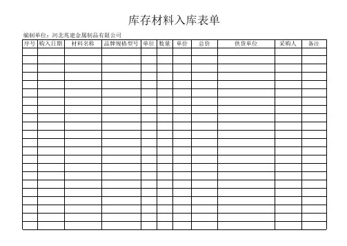 库存材料入库表单
