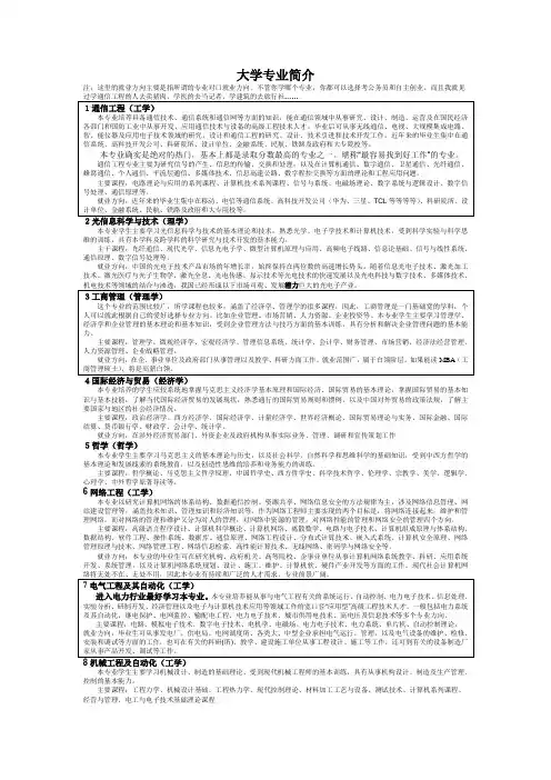 最全大学各专业简介