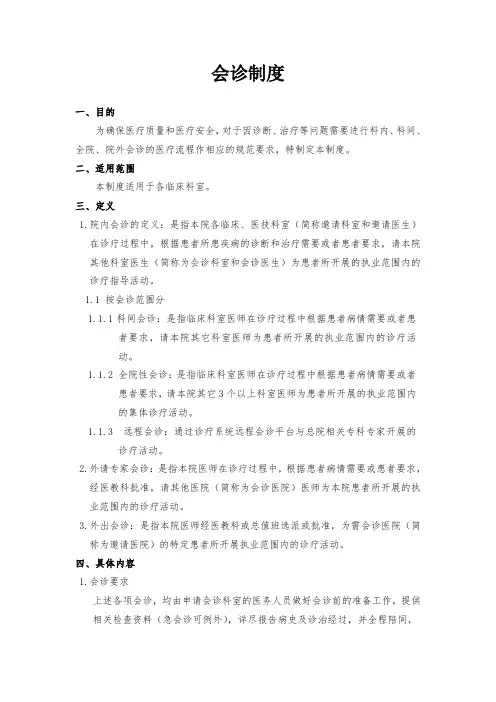 医院制度模板-会诊制度