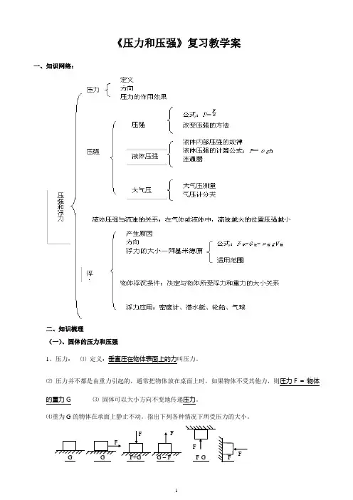 《压力和压强》复习教学案