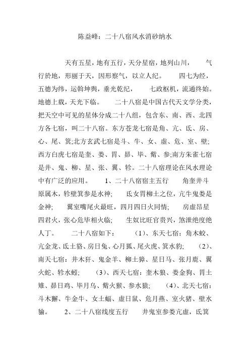 陈益峰：二十八宿风水消砂纳水