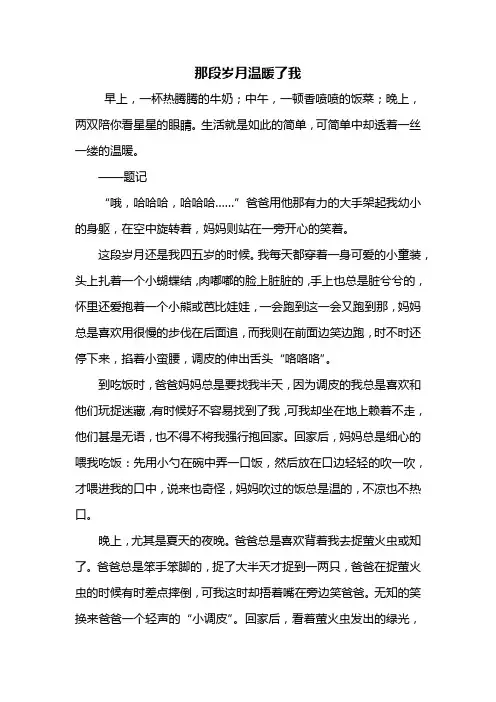 初二作文：那段岁月温暖了我作文600字