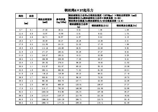 钢丝绳破断拉力 2