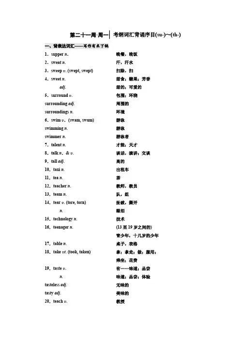 高考英语一轮分餐化素养积累重点高中版(背+记+练)讲义：第二十一周.docx