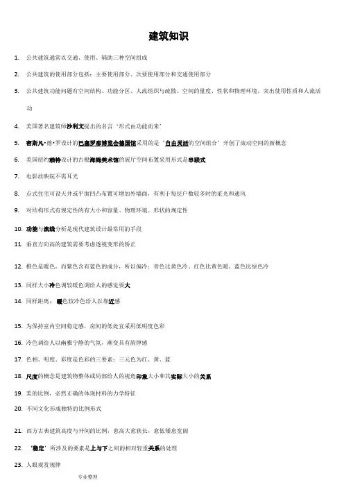 一级注册建筑师建筑设计知识题总结复习资料全