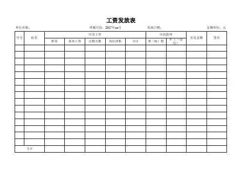 工资发放表
