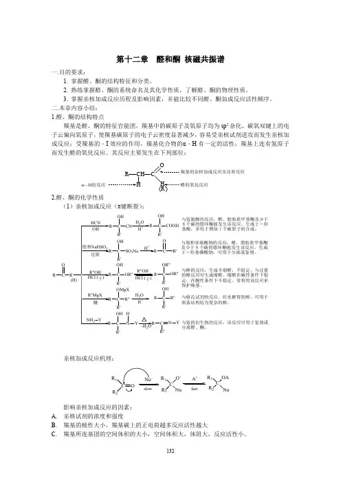 有机化学课后习题答案12第十二章醛和酮核磁共振谱(第5轮)答案