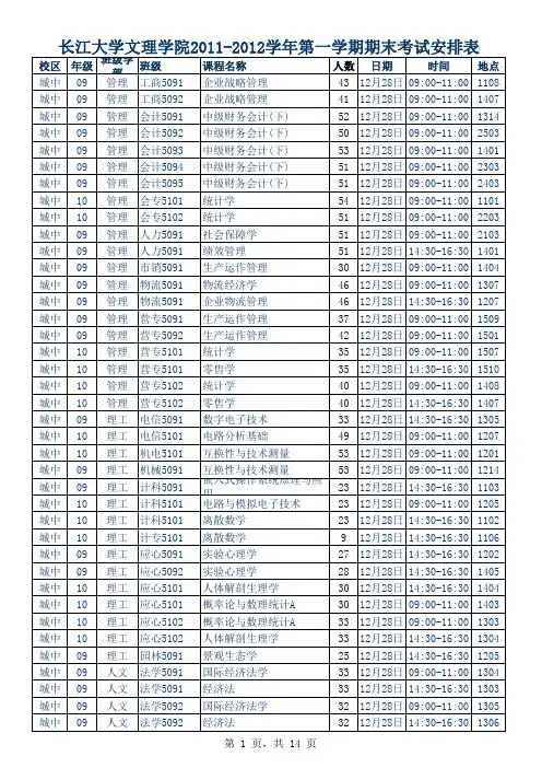 文理学院考试安排
