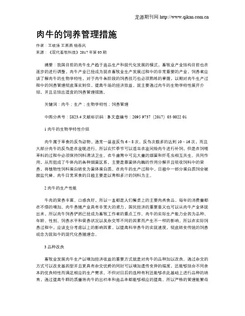 肉牛的饲养管理措施