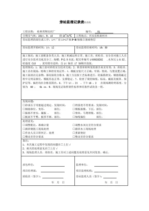 旁站监理记录表