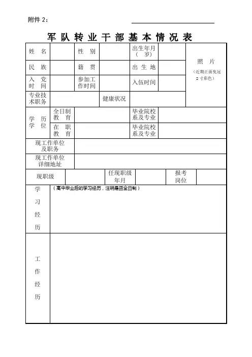 军队转业干部基本情况表