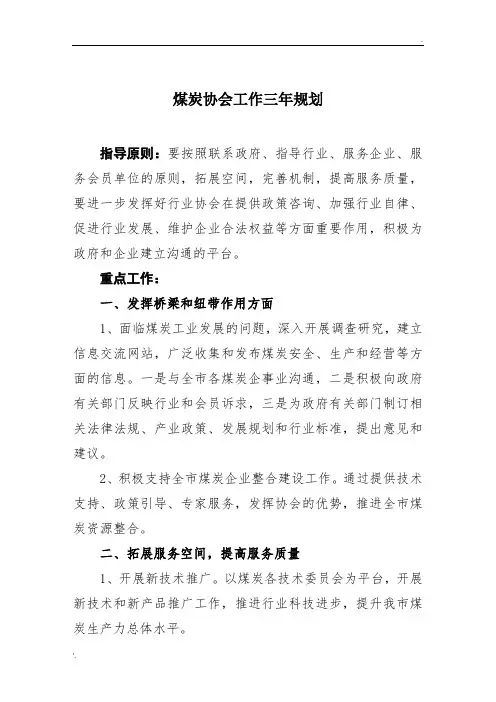 协会工作三年规划
