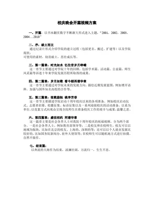校庆晚会开篇视频方案