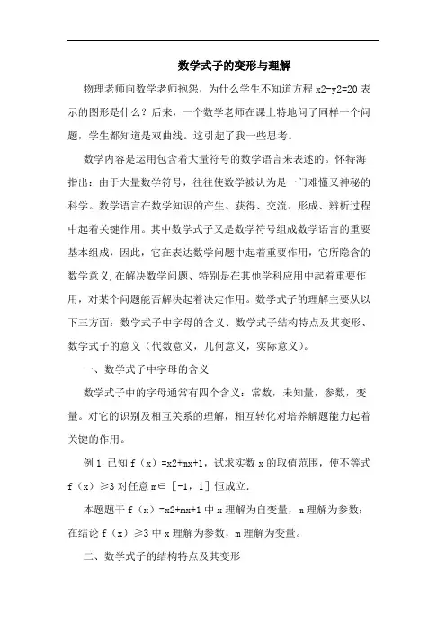 数学式子的变形与理解