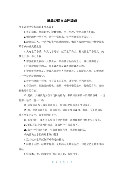 唯美说说文字控简短