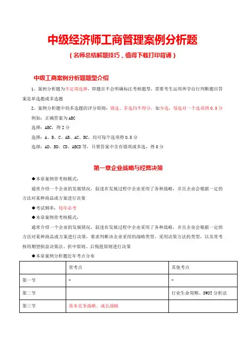 中级经济师工商管理案例分析题(18页)