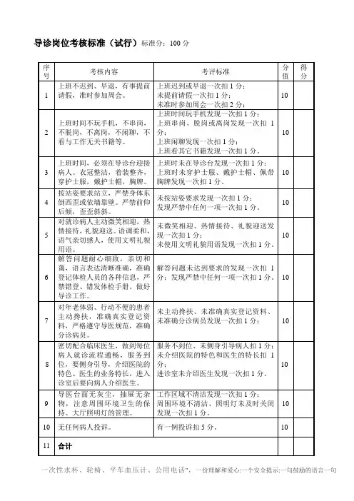 导医考核标准